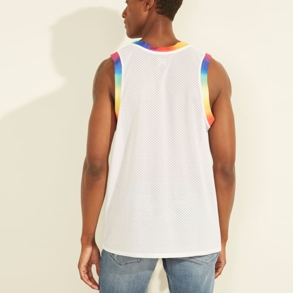New GUESS Mesh Rainbow Tank - Picture 2 of 6